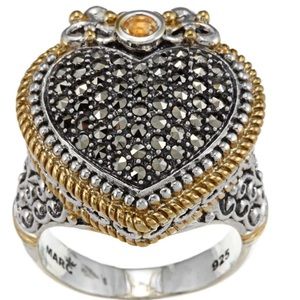 MARC 14k Gold Flashing Marcasite Ring sz 7
